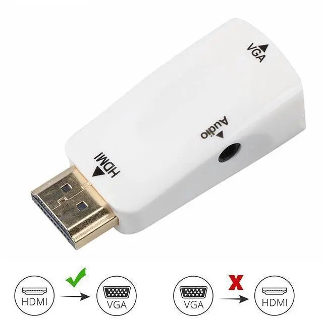 Main image of WRIARICH HDMI to VGA Converter Adapter - Gold-Plated HDMI Male to VGA Female Adapter for Computer, Desktop, Laptop, PC, Monitor, Projector, HDTV, Raspberry Pi, Roku, Xbox and More - White