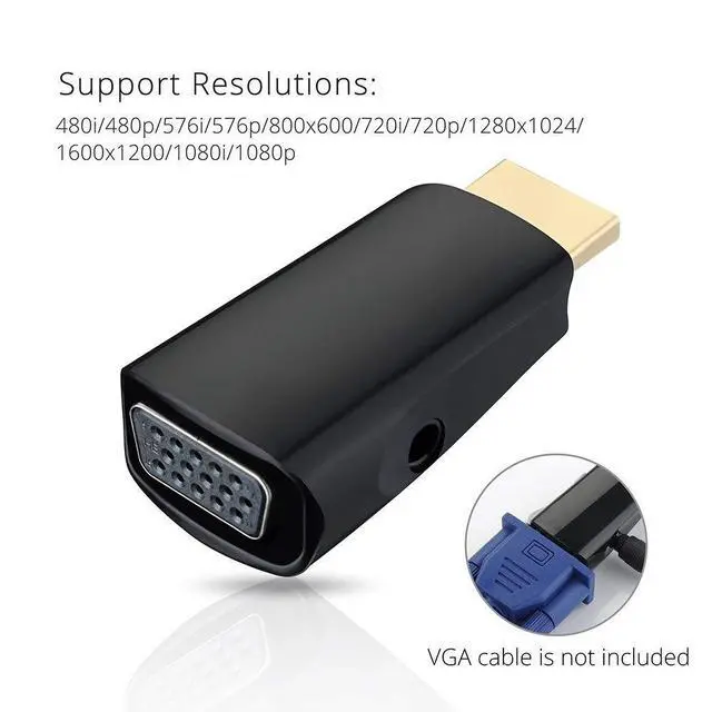 Alt view image 5 of 7 - WRIARICH HDMI to VGA Converter Adapter - Gold-Plated HDMI Male to VGA Female Adapter for Computer, Desktop, Laptop, PC, Monitor, Projector, HDTV, Raspberry Pi, Roku, Xbox and More - Black