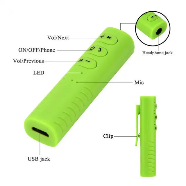 Alt view image 3 of 7 - WRIARICH AX-03 3.5mm Bluetooth Stereo Headphone Earphone Audio Receiver Adapter Converter, Green