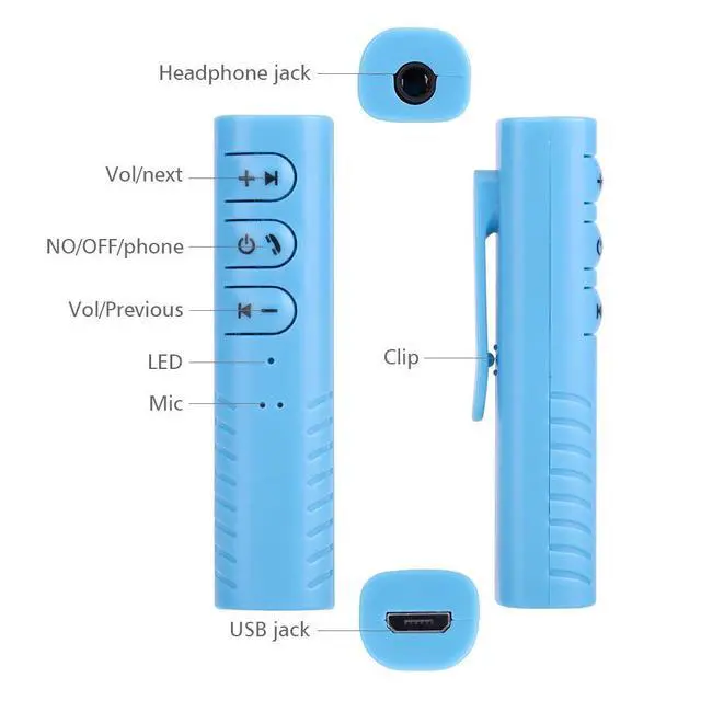 Alt view image 3 of 7 - WRIARICH AX-03 3.5mm Bluetooth Stereo Headphone Earphone Audio Receiver Adapter Converter, Blue
