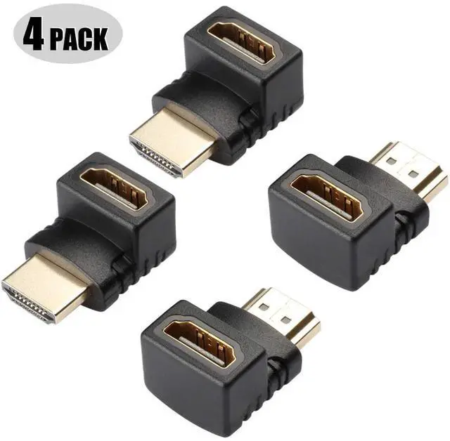Main image of 4PCS HDMI Right Angle Connectors Adapters 2X 90 Degree connectors and Two 2X 270 Degree Connectors for HDTV HDCP 3D&4K (4X HDMI M/F Angle Adapter)