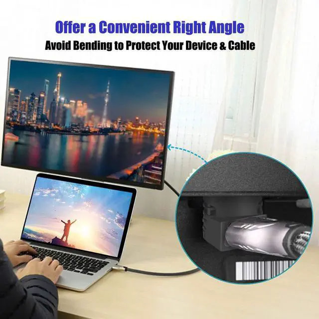Alt view image 6 of 7 - 4PCS HDMI Right Angle Connectors Adapters 2X 90 Degree connectors and Two 2X 270 Degree Connectors for HDTV HDCP 3D&4K (4X HDMI M/F Angle Adapter)