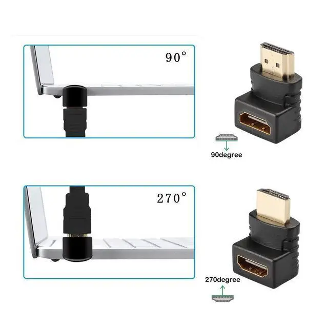Alt view image 4 of 7 - WRIARICH HDMI 90 Degree And 270 Degree Male to Female Right Angle Adapter - 4-Pack