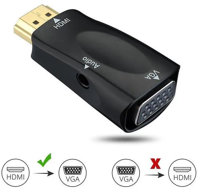 Main image of WRIARICH HDMI to VGA Adapter Converter Gold-Plated with 3.5mm Audio Port for PC, Laptop, DVD, Projector, HDTV, Xbox, STB, Intel Nuc, Chromebook, Android TV Box and Other HDMI Devices-Black