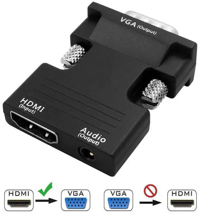 Main image of WRIARICH Active 1080P Female HDMI to VGA Male Converter Adapter Dongle with 3.5mm Stereo Audio Portable HDMI Connector for Laptop PC PS3 Xbox STB Blu-ray DVD TV Stick