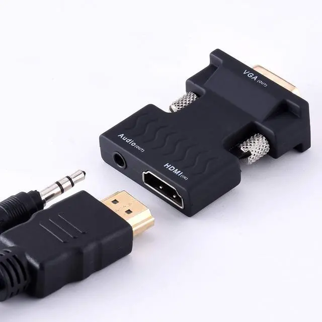 Alt view image 3 of 7 - WRIARICH Gold-plated 1080P Female HDMI to VGA Male Converter Adapter Dongle - 3.5mm Stereo Audio - for TVs, Speakers, Computers, Laptops, Gaming Consoles, Notebooks, Blu-ray DVD Players & More-
