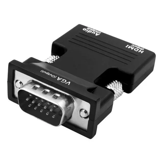 Alt view image 2 of 7 - WRIARICH Female HDMI to VGA Male Converter Adapter 1080P Stereo Audio for TVs, Speakers, Computers, Laptops, Gaming Consoles, Notebooks, Blu-ray DVD Players & More(Black)