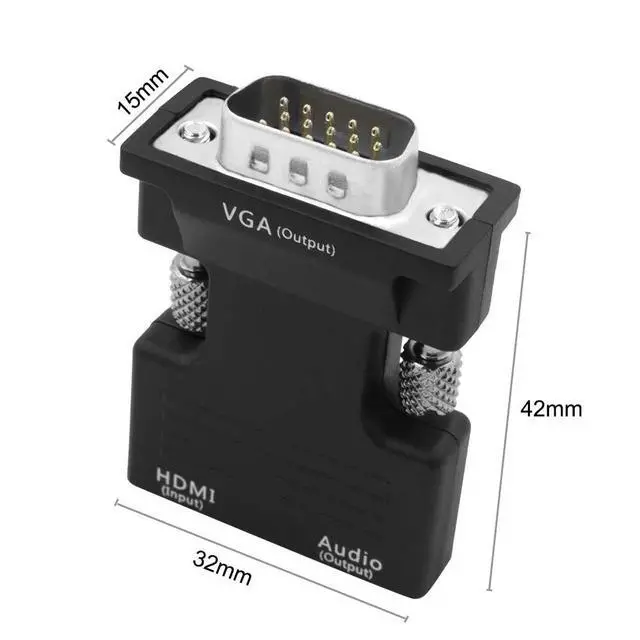 Alt view image 3 of 7 - WRIARICH Female HDMI to VGA Male Converter Adapter 1080P Stereo Audio for TVs, Speakers, Computers, Laptops, Gaming Consoles, Notebooks, Blu-ray DVD Players & More(Black)