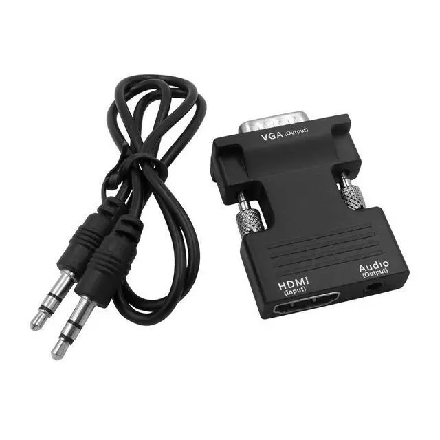 Alt view image 4 of 7 - WRIARICH Female HDMI to VGA Male Converter Adapter 1080P Stereo Audio for TVs, Speakers, Computers, Laptops, Gaming Consoles, Notebooks, Blu-ray DVD Players & More(Black)