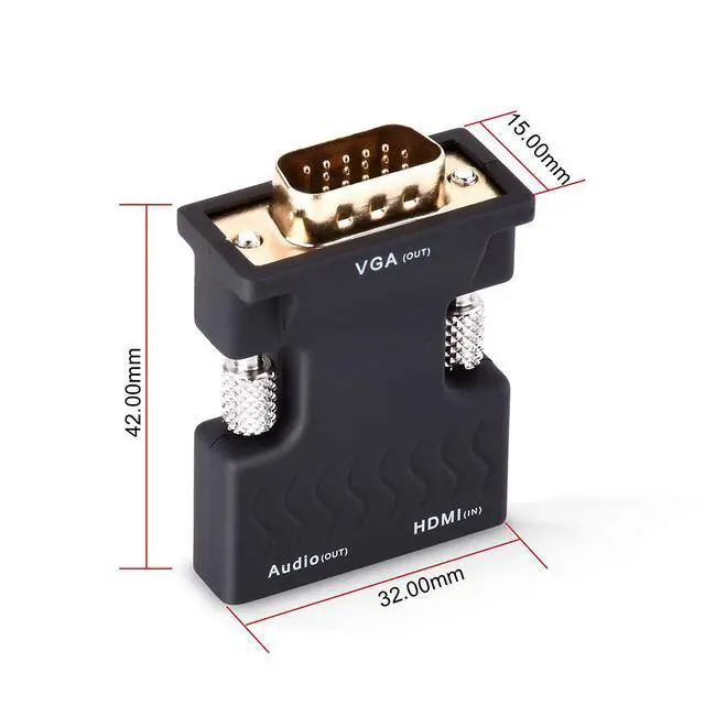 Alt view image 3 of 7 - WRIARICH Gold-plated Female HDMI to VGA Male Converter Adapter 1080P Stereo Audio for TVs, Speakers, Computers, Laptops, Gaming Consoles, Notebooks, Blu-ray DVD Players & More(Black)