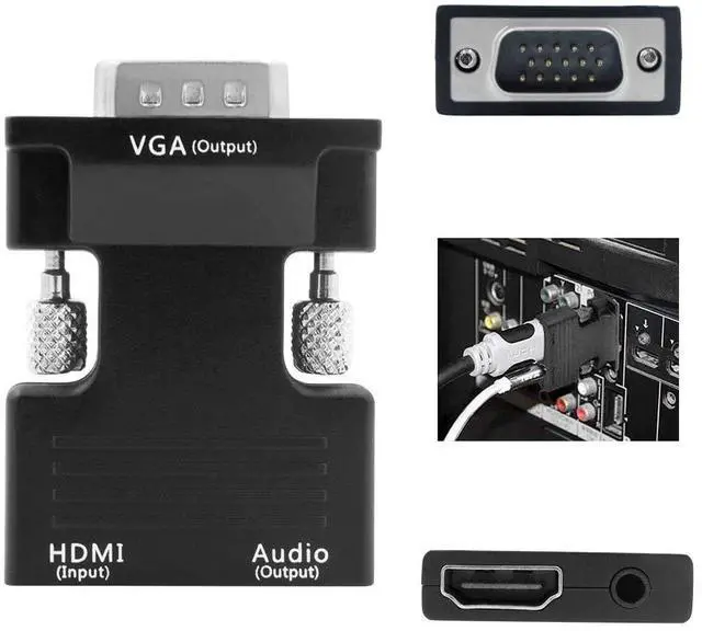 Alt view image 2 of 7 - WRIARICH 1080P Female HDMI to VGA Male Converter Adapter Dongle - 3.5mm Stereo Audio - for TVs, Speakers, Computers, Laptops, Gaming Consoles, Notebooks, Blu-ray DVD Players & More-