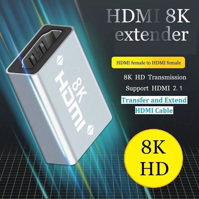 Main image of WRIARICH 2-Pack HDMI Extender 8K HDMI 2.1 Aluminum Alloy Female to Female Connector Cable Extension Adapter Coupler for PS4/3 TV Switch HDMI Extender