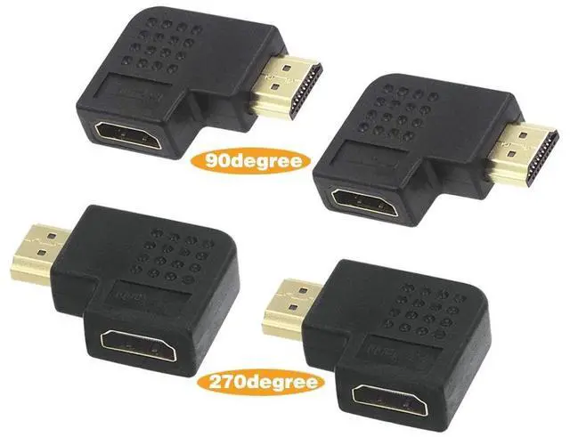 Main image of WRIARICH HDMI Right Angle Port Saver Adapter (Male to Female) -Flat 90 Degree And 270 Degree, 4-Pack