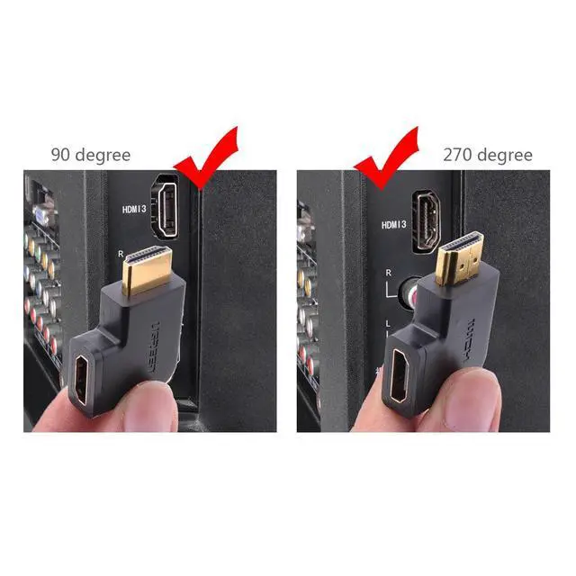 Alt view image 3 of 7 - WRIARICH HDMI Right Angle Port Saver Adapter (Male to Female) -Flat 90 Degree And 270 Degree, 4-Pack