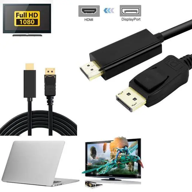 Main image of WRIARICH DisplayPort to HDMI Cable 6FT, 1080P DP to HDMI Male to Male Video Cable FHD DP to HDTV Video Unidirectional Cord for Monitor, Projector, Desktop, AMD, NVIDIA, Lenovo, HP