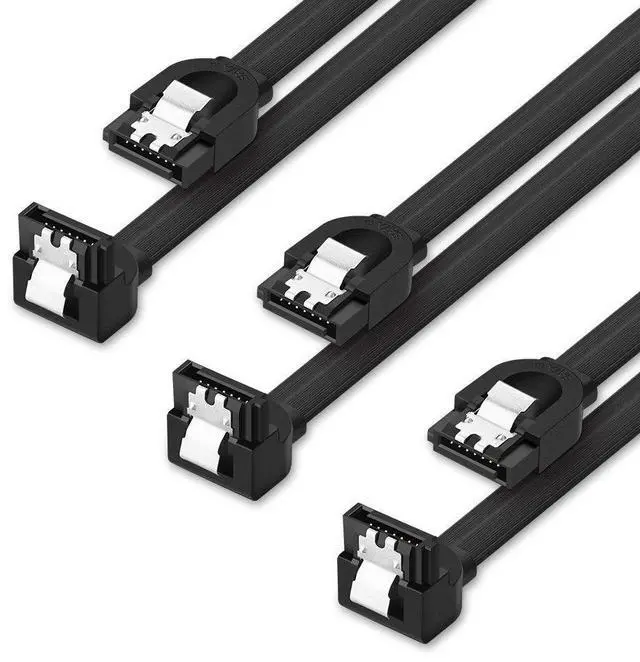 Main image of WRIARICH SATA III Cable (3 Pack)90 Degree plug 18 Inches 6.0 Gbps Data Cable with Locking Latch for SATA HDD, SSD, CD Driver, CD Writer