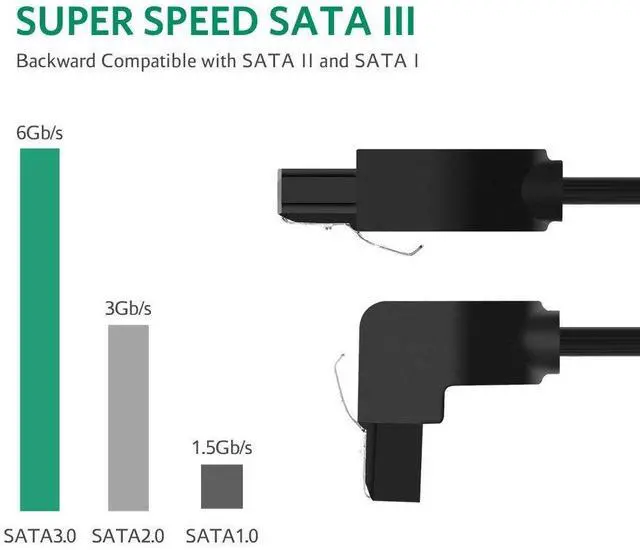 Alt view image 6 of 7 - WRIARICH SATA III Cable (3 Pack)90 Degree plug 18 Inches 6.0 Gbps Data Cable with Locking Latch for SATA HDD, SSD, CD Driver, CD Writer