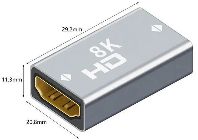 Alt view image 3 of 7 - WRIARICH 2-Pack 8k HDMI Adapter Aluminum Alloy Female to Female for Wall TV, Roku, PS5, Fire Stick, Chromecast, Nintendo Switch, Laptop,Xbox, PC