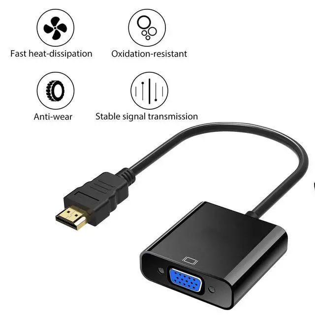 Alt view image 3 of 7 - WRIARICH HDMI to VGA Adapter, HDMI Male to VGA Female Cable with Power and Audio Port for HP Dell Lenovo Laptops, Xbox one, etc