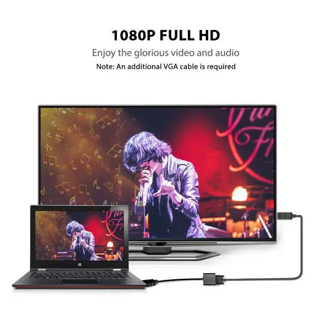Alt view image 2 of 7 - WRIARICH HDMI to VGA Adapter, HDMI Male to VGA Female Cable with Power and Audio Port for HP Dell Lenovo Laptops, Xbox one, etc