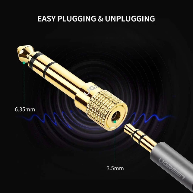 Alt view image 4 of 6 - WRIARICH Stereo Adapter,6.35mm 1/4 inch Plug to 3.5mm 1/8 inch Male to Female Gold Plated Audio Jack Adapter