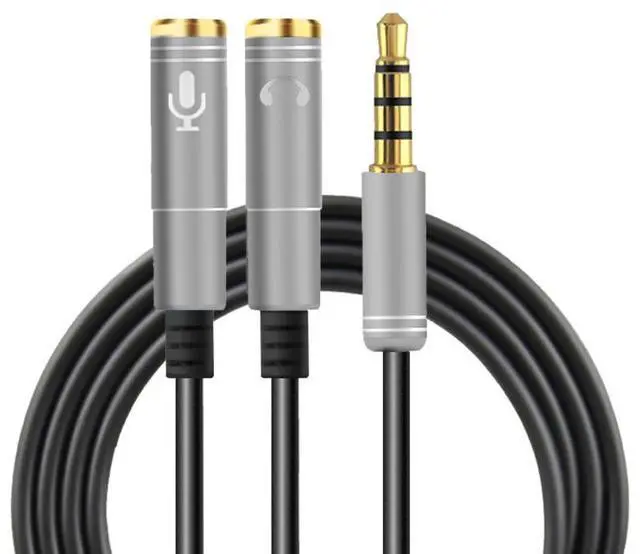 Main image of WRIARICH (2Pack) Stereo Audio Aux Y Splitter Cable 3.5mm Male to 2 Port Female Audio Extension Cord for Earphone Headset Adapter,-Gray