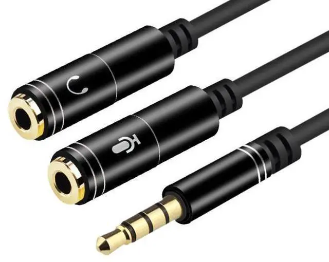 Main image of WRIARICH (2Pack) Stereo Audio Aux Y Splitter Cable 3.5mm Male to 2 Port Female Audio Extension Cord for Earphone Headset Adapter,-Black