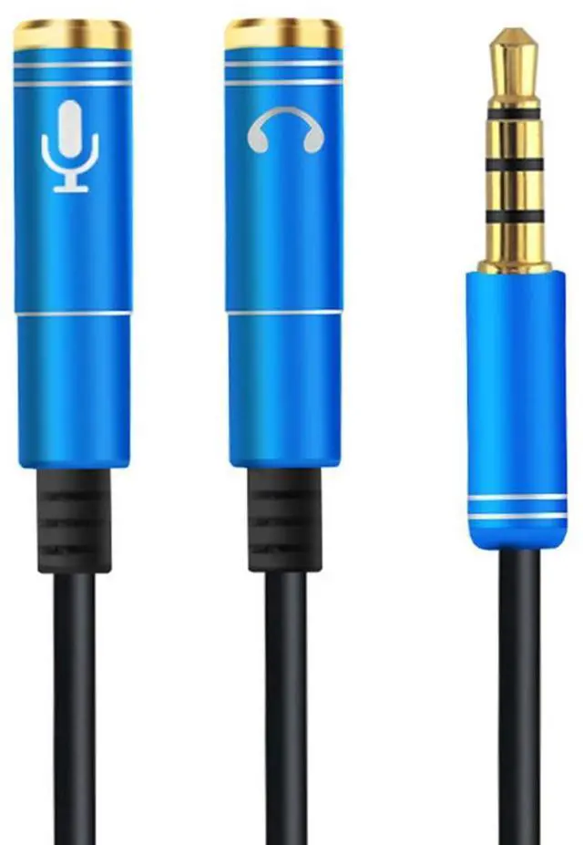 Main image of WRIARICH (2-PACK)3.5mm Jack Y Splitter Male to 2 Female Ports with Mic Headphone Extension Audio Cable AUX Cord for Speaker Phone-Blue