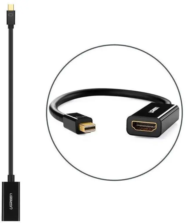 Alt view image 3 of 7 - WRIARICH Mini DisplayPort (Thunderbolt 2.0) to HDMI Cable male to female Full HD 1080p, suitable for Apple MacBook Pro MacBook Air, Microsoft Surface Pro 4 Pro 3, Google Chromebook - Black