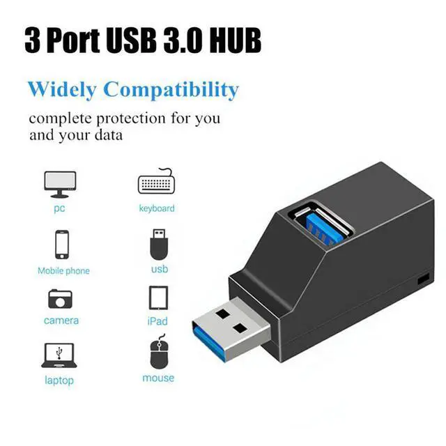 Alt view image 5 of 7 - WRIARICH Mini USB Splitter Box USB 3.0 Hub Adapter Extender 3 Ports for PC Laptop Macbook Mobile Phone U Disk Reader