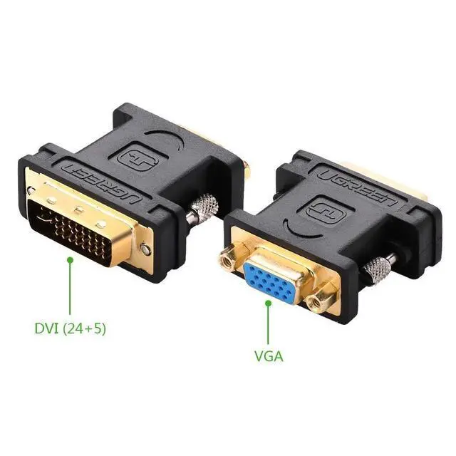 Alt view image 2 of 5 - WRIARICH DVI VGA Adapter DVI-I 24+5 Male to VGA HD15 Female Adapter Gold Plated for Gaming, DVD, Laptop, HDTV and Projector Gold Plated Supports 1080P Full HD for Computer, PC Host, Laptop, LG HP Dell