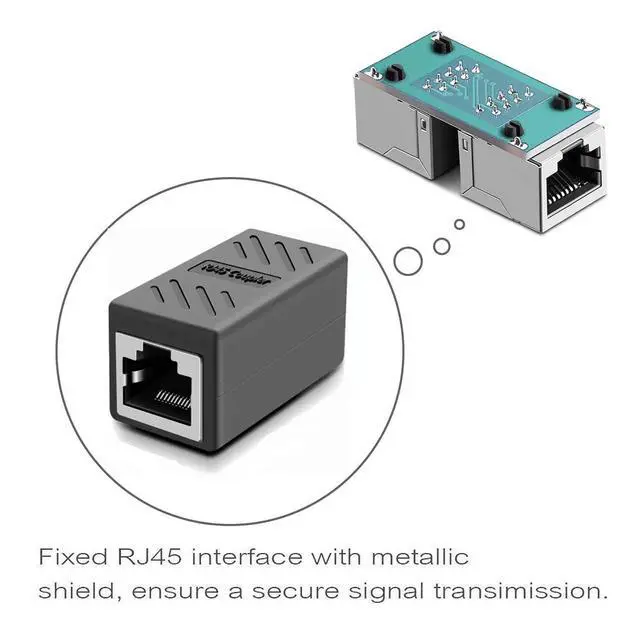 Alt view image 5 of 7 - WRIARICH RJ45 Coupler, Network Coupler, Ethernet Connectors, Hielded in-Line Coupler for Cat7/Cat6/Cat5e/Cat5 Ethernet Cable Extender Connector - Female to Female (Black-2 Pack)
