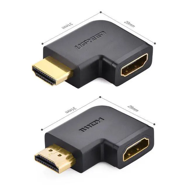 Alt view image 6 of 6 - WRIARICH Left and Right Angle HDMI Adapter 90 Degree 270 Degree HDMI Adaptor Male to Female HDMI Converter Vertical Flat Coupler 2 Pcs Support 3D 4K 1080P HDMI Extender