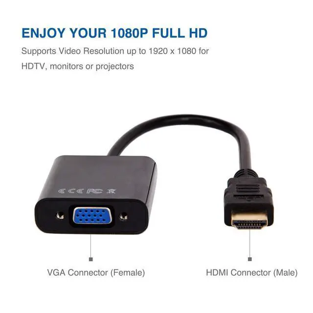 Alt view image 3 of 7 - WRIARICH HDMI to VGA Adapter - 1080p - 1920 x 1080 - Black - HDMI Converter - VGA to HDMI Monitor Adapter