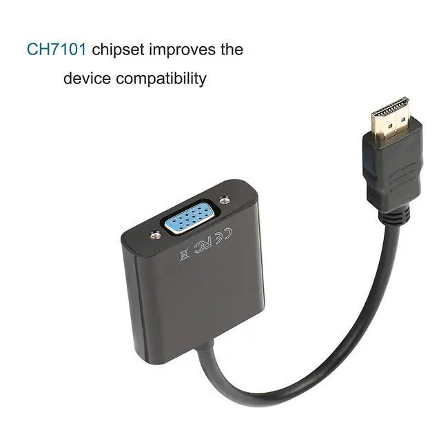 Alt view image 6 of 7 - WRIARICH HDMI to VGA Adapter - 1080p - 1920 x 1080 - Black - HDMI Converter - VGA to HDMI Monitor Adapter