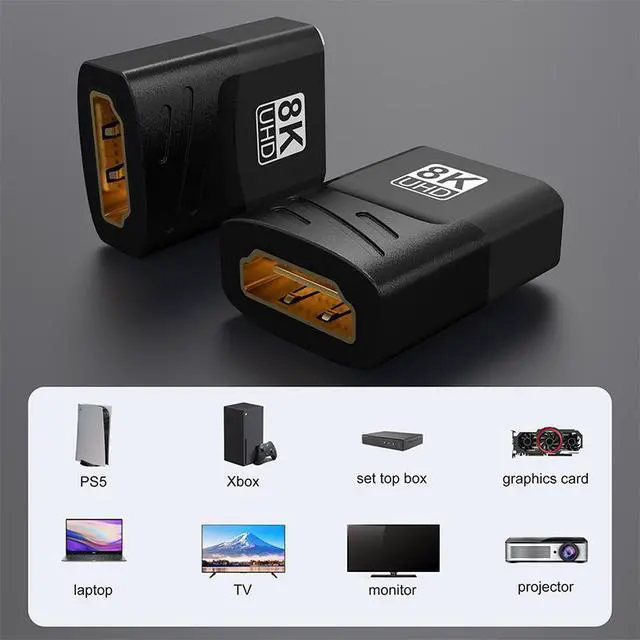 Alt view image 6 of 7 - WRIARICH 8K HDMI Coupler Female to Female HDMI Adapter Gold Plated High Speed HDMI Double Female Connector Support 8K 3D 4K 1080P HDMI Cable Extender for TV Stick Roku Stick Chromecast Xbox PS5 PS4