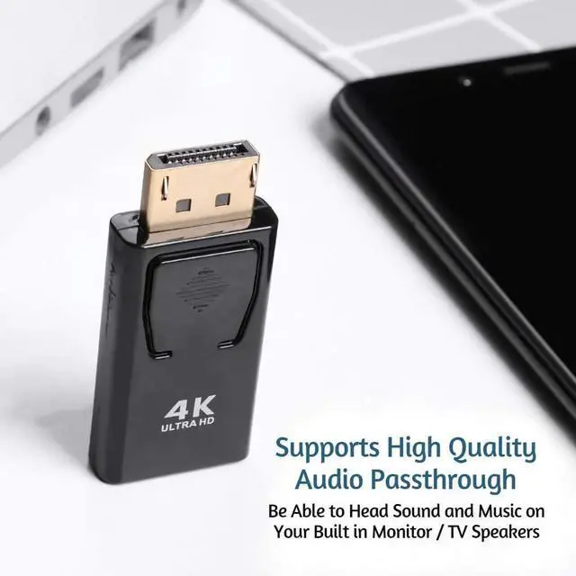 Alt view image 5 of 7 - WRIARICH 4K x2K Display Port DisplayPort DP Male to HDMI Female Adapter Converter 1080P, 1-Pack