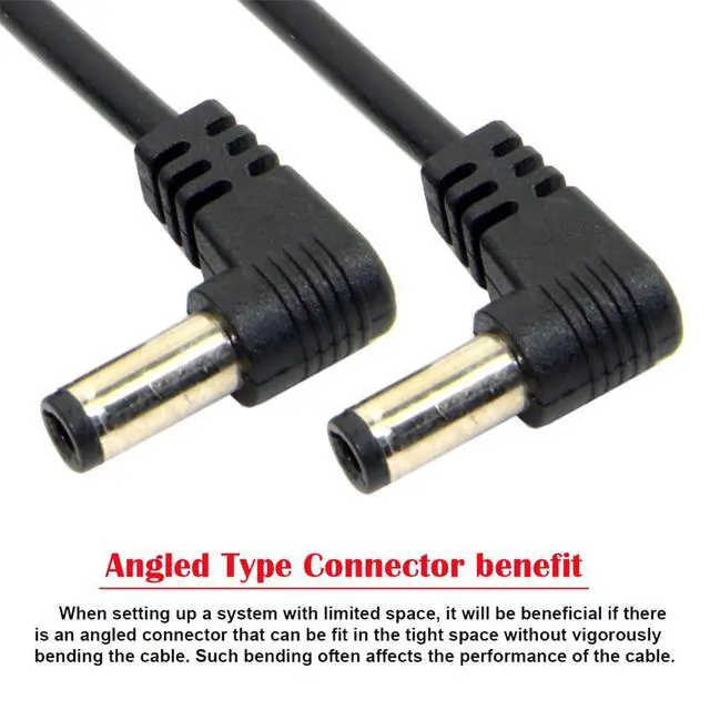 Alt view image 6 of 7 - WRIARICH DC Power 5.5 x 2.1mm/2.5mm Male to 5.5 2.1/2.5mm Male Plug Cable Right Angled 90 Degree 1.97ft for