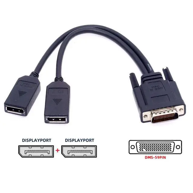 Alt view image 2 of 7 - WRIARICH DMS-59Pin Male to Dual DP Displayport Female Splitter Extension Cable for PC Graphics Card