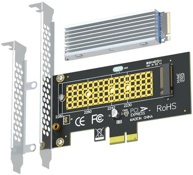 Main image of WRIARICH PA09-X1-HS NVMe to PCIe X1 Adapter with M.2 Heatsink for 2230/2242/2260/2280 NVMe SSD, PCIe X1 Installation (Silver)