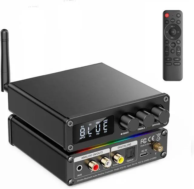 Main image of WRIARICH Bluetooth 5.2 Transmitter Receiver for TV, Home Stereo, BT Headset, Low Latency HD Bluetooth Audio Decoder Adapter with Display, RCA, 3.5mm AUX, Coaxial, Optical Inputs/Outputs giyqxHw