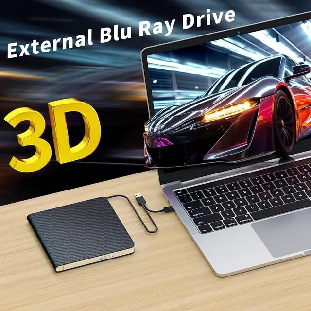 Alt view image 3 of 7 - WRIARICH External Blu-ray Drive for Laptops, 7 in 1 External Blu Ray CD DVD Drive, BD/CD/DVD Drive, 3D Blu-ray Burner, USB 3.0 & Type-C External CD DVD Drive, Suitable for Windows XP/7/8/10/11, MacOS