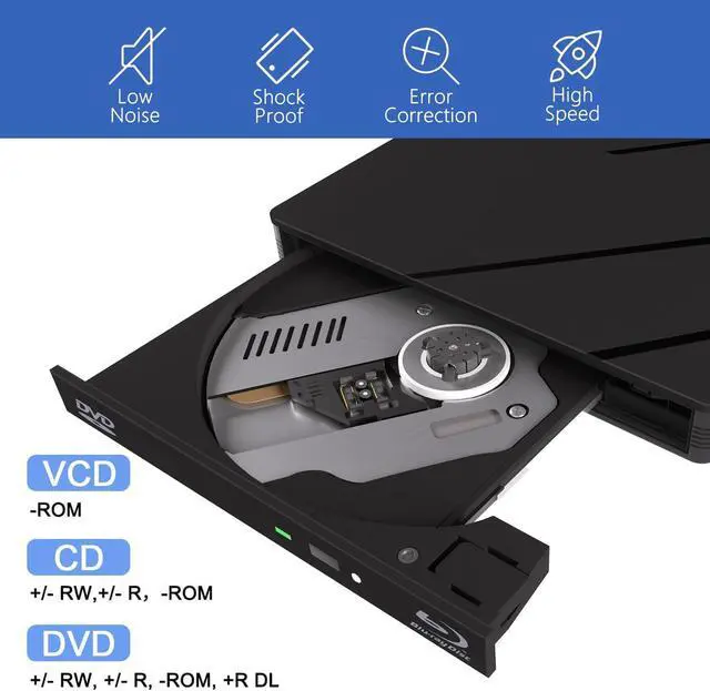 Alt view image 5 of 7 - WRIARICH External Blu Ray Drive, 7 in 1 External Blu-ray Drive USB 3.0 Type C Portable Blu Ray Player, 3D Blu Ray Burner CD DVD Burner, Optical Bluray Drive for Windows XP/7/8/10/11, Mac OS Computers
