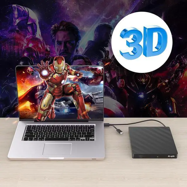 Alt view image 7 of 7 - 5 in 1 External Blu-ray CD DVD Drive, USB 3.0 Type-C Slim Optical Drive External Bluray DVD Burner with SD/TF Card Reader 2 USB 3.0 Hubs Compatible with Windows XP/7/8/10 MacOS Laptop and Desktop