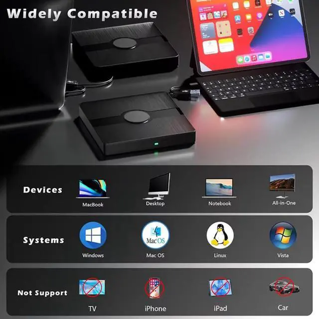 Alt view image 5 of 7 - External Blu Ray Drive, BD Player with Read/Write Capability Portable Blu-ray Player with USB 3.0 and Type-C CD/DVD Burner 3D Blu-ray Drive Compatible with Win10 and Mac OS,Drive Blu Ray Player