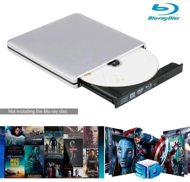 Alt view image 4 of 7 - Aluminum External 3D Blu Ray CD DVD Optical Drive, USB 3.0 Type-C Blu-ray CD/DVD+/-RW Burner Player Writer Reader Rewriter, External CD/DVD Drive for Laptop Desktop with Windows XP/7/8/10 Mac OS