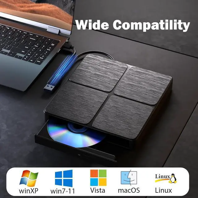 Alt view image 3 of 7 - External Blu Ray Drive-Portable Blu Ray DVD Player, Read and Write BD/DVD/CD, USB 3.0 Type C Blu Ray Player External CD DVD Drive, Portable DVD Player for Laptop Desktop PC Windows ,Linux,MacOS
