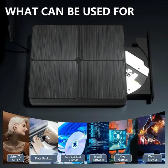 Alt view image 5 of 7 - WRIARICH External Blu Ray Drive, USB 3.0 Type-C 3D Bluray CD DVD BD Reader Player Slim Optical Bluray CD/DVD Burner for MacBook Laptop Desktop PC Compatible with Mac OS Windows XP/7/8/10/11