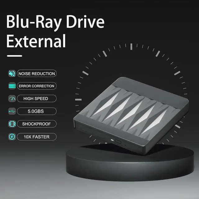 Alt view image 3 of 7 - External Blu-Ray Drive, Blu Ray Burner USB 3.0 and Type-C External CD DVD Drive Compatible Read and Burner BD DVD CD Reader Rewriter Writer Disk Duplicator Compatible for Windows, Linux, MacOS