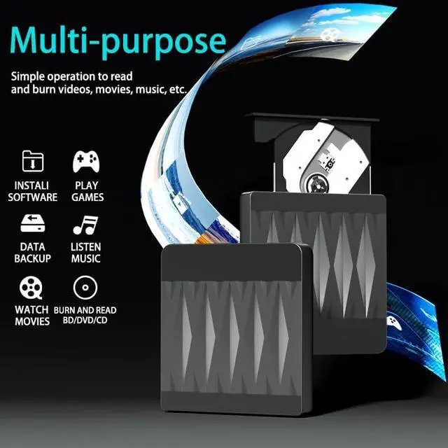 Alt view image 6 of 7 - External Blu-Ray Drive, Blu Ray Burner USB 3.0 and Type-C External CD DVD Drive Compatible Read and Burner BD DVD CD Reader Rewriter Writer Disk Duplicator Compatible for Windows, Linux, MacOS